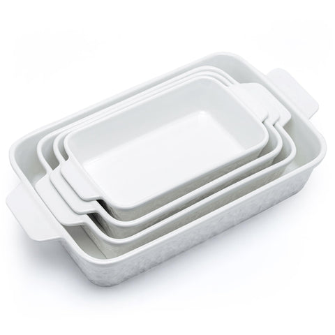 Dafuceramic cazuelas rectangulares con mangos para llevar del horno a la mesa.