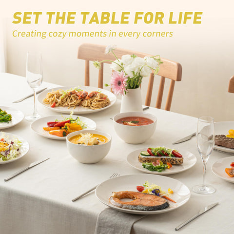 Dafuceramic diseño minimalista blanco con puntos sutiles, embellece la mesa.