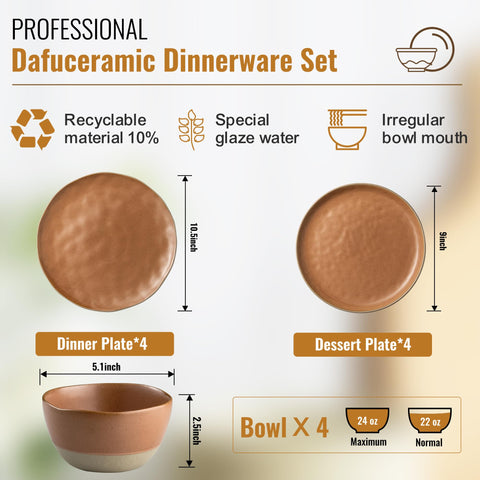 Dafuceramic platos cena 10-5 pulgadas, estilo elegante para comidas