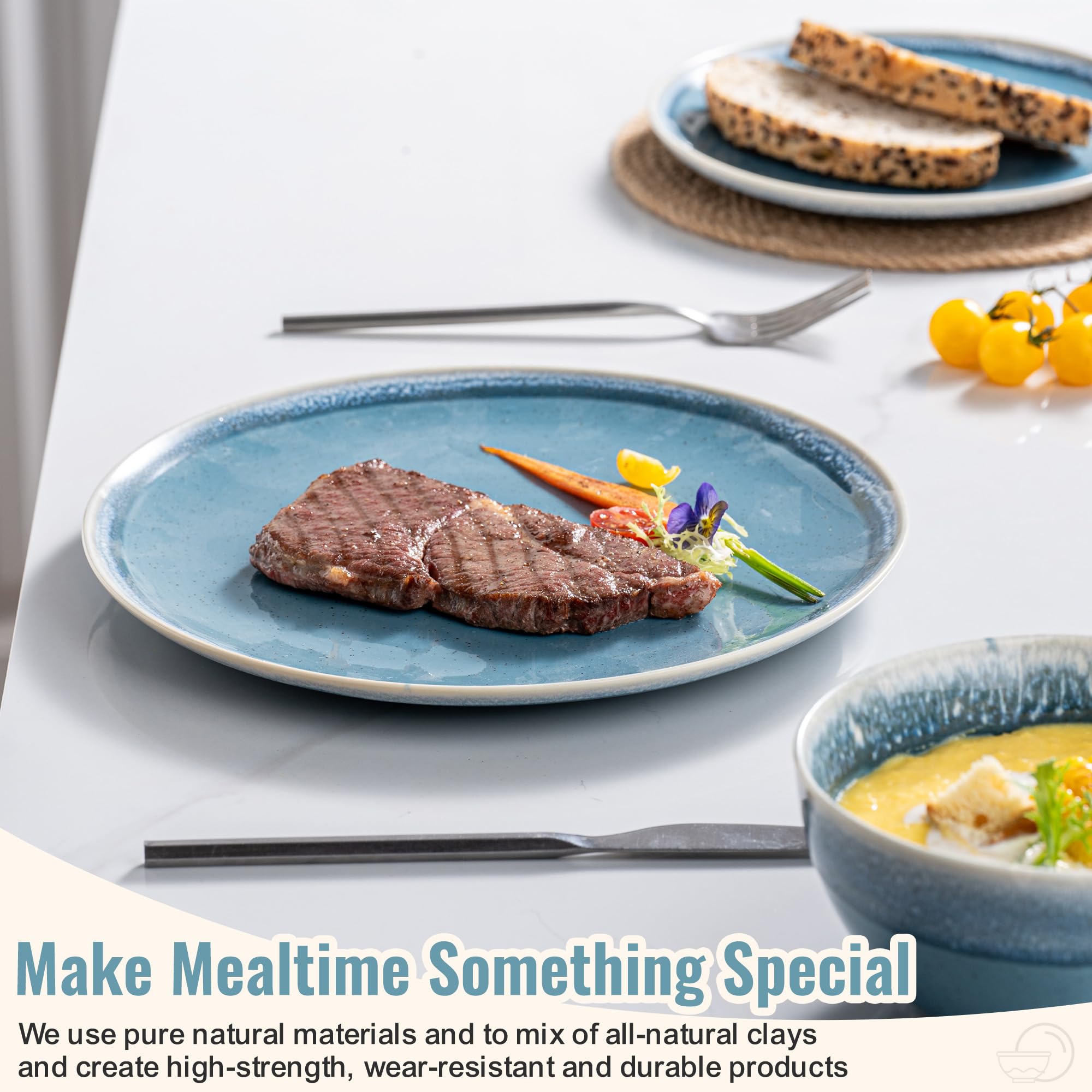 Dafuceramic platos ensalada 8 pulgadas azules, versátiles para entrantes y ensaladas
