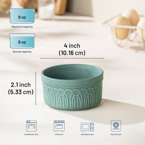 Tazones Dafuceramic para crème brûlée, muestran un acabado natural para postres refinados.