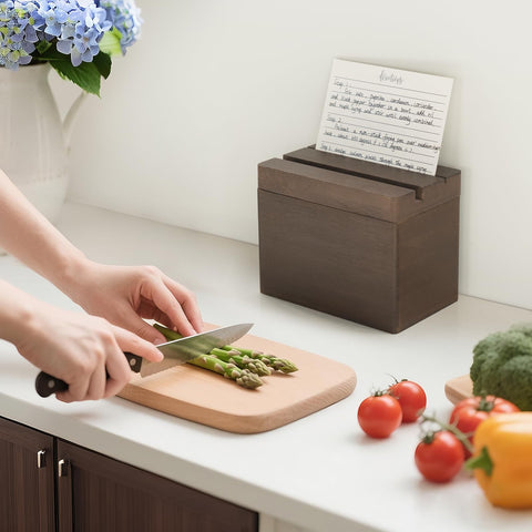 Dahey Recetario con divisores en madera para organizar recetas