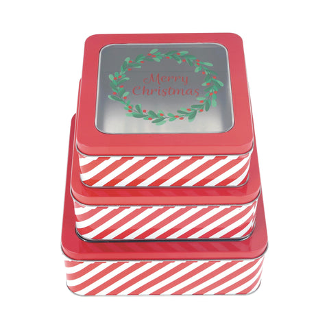 DAHO conjunto anidado Navidad con 3 latas para conservar galletas