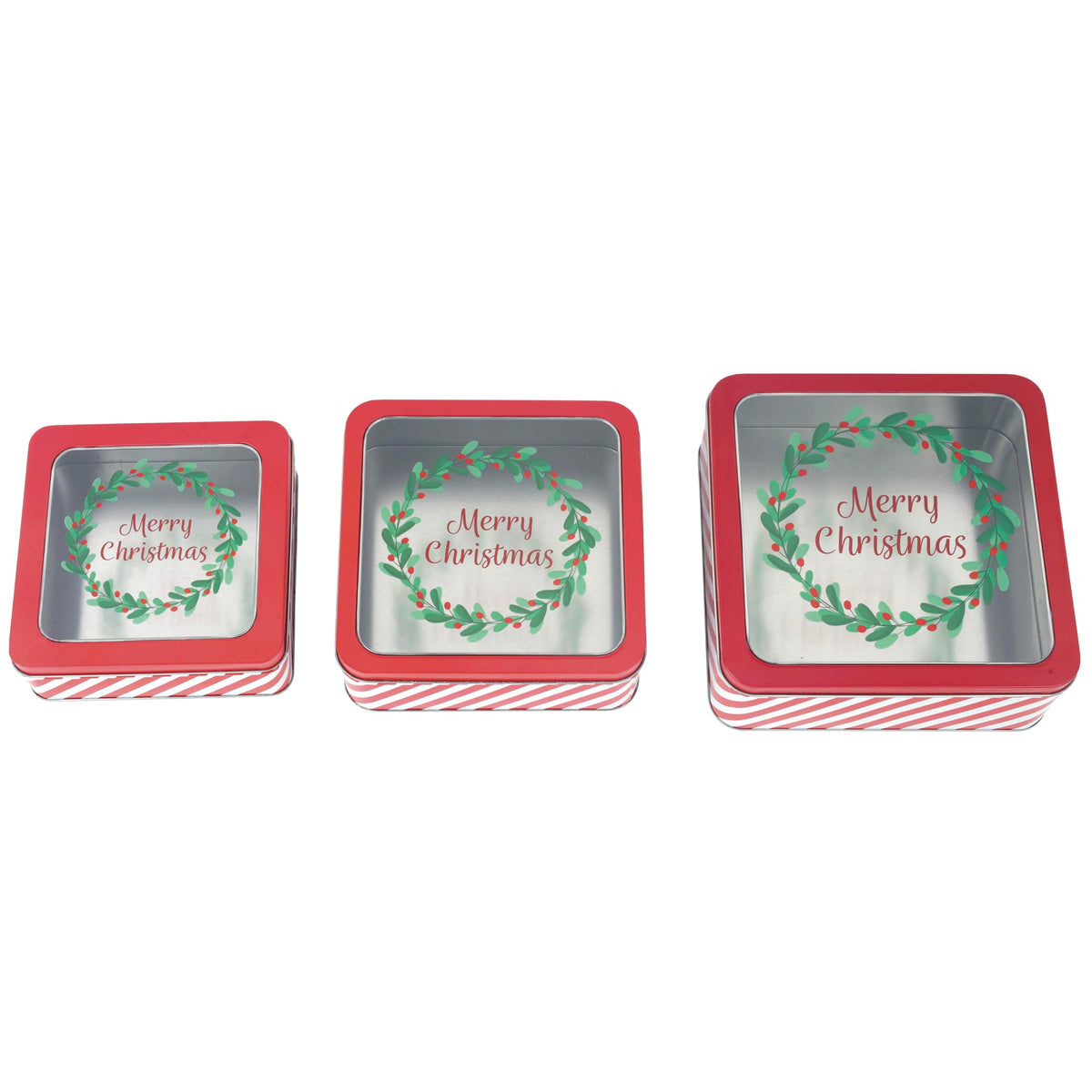 DAHO latas galletas Navidad con ventana para regalo y vista previa