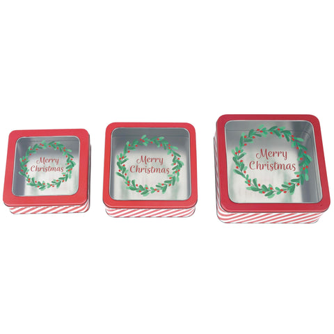 DAHO latas galletas Navidad con ventana para regalo y vista previa