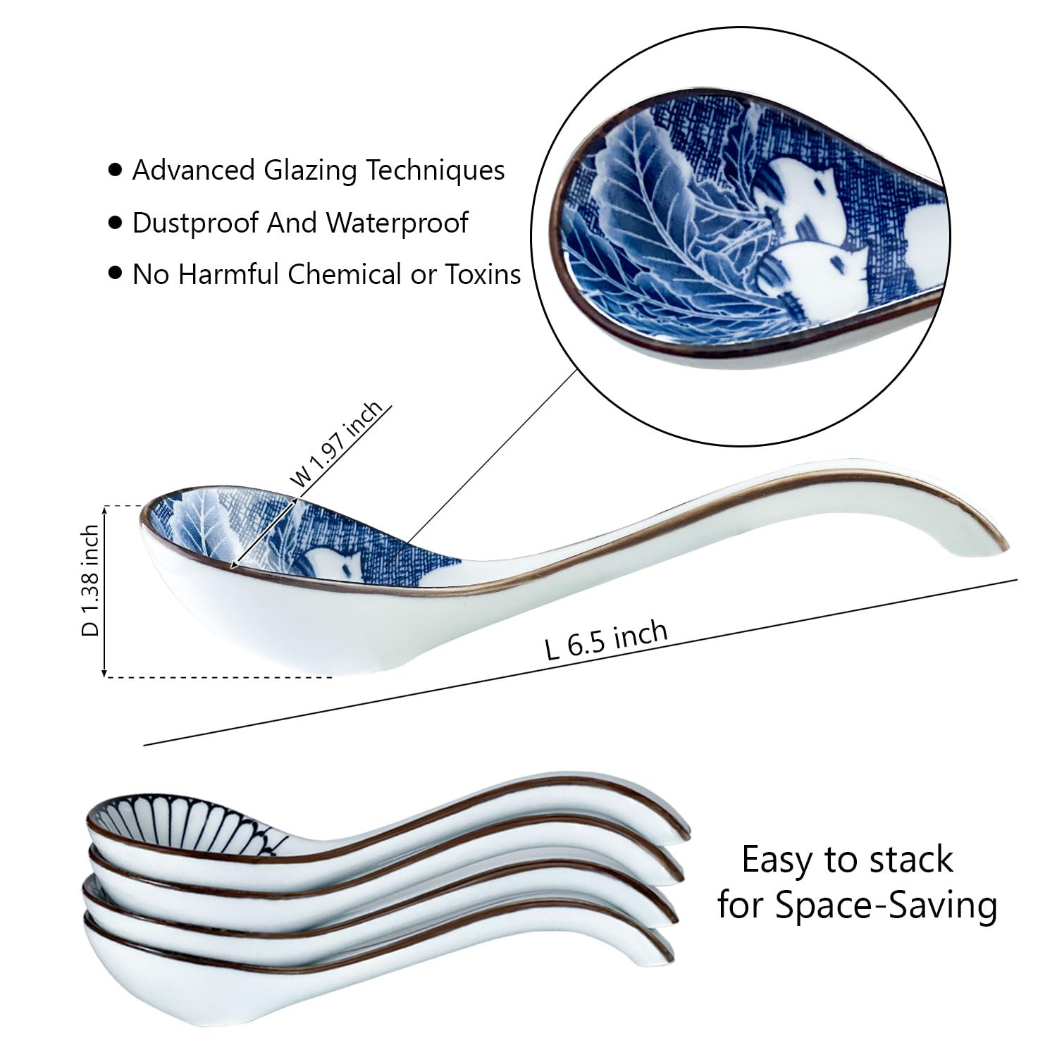DAHO GOMSU cucharon cerámica asiática, diseño ergonómico para sostener sin esfuerzo.