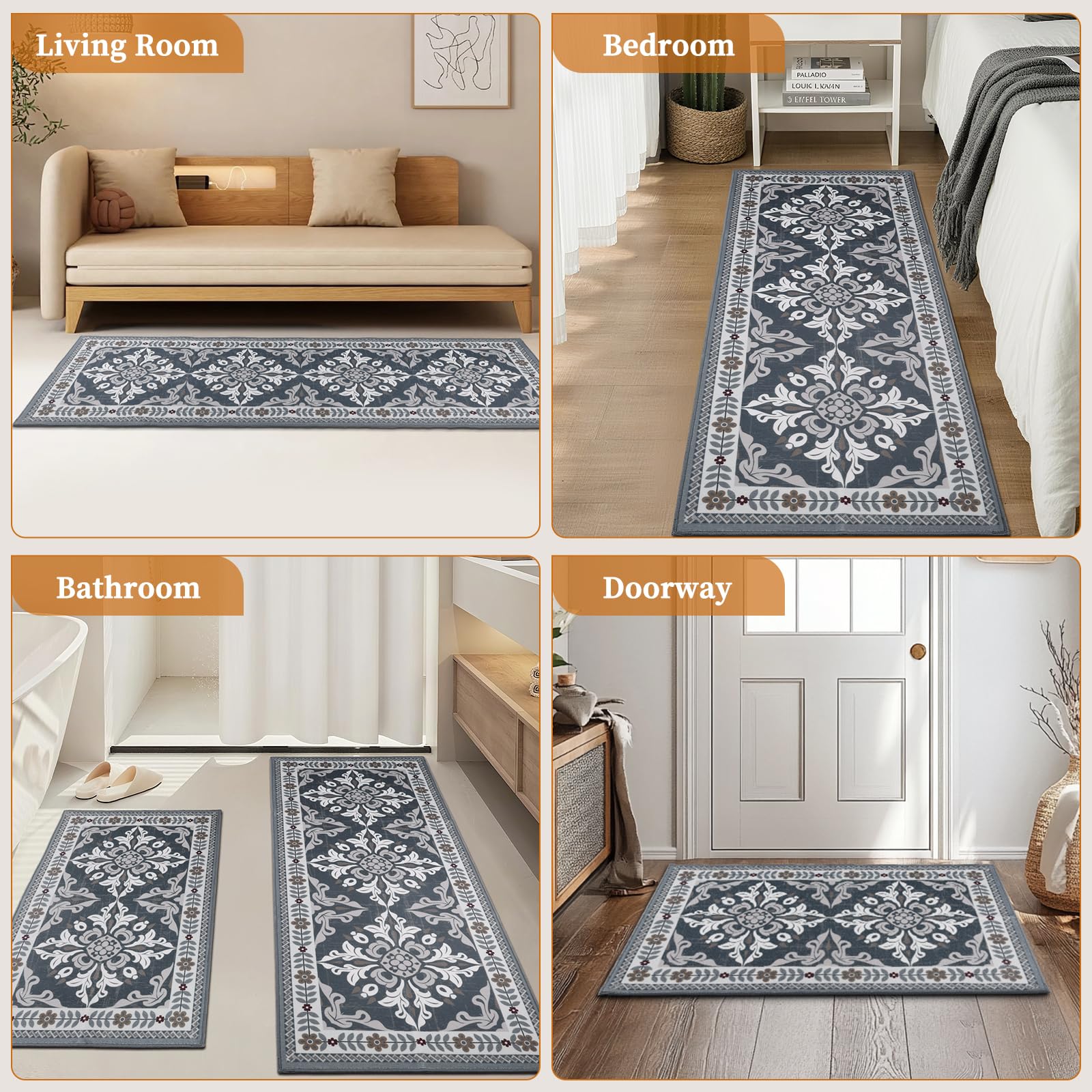 DailyCuddles alfombra cocina con diseño gris geométrico, estilo moderno para la decoración