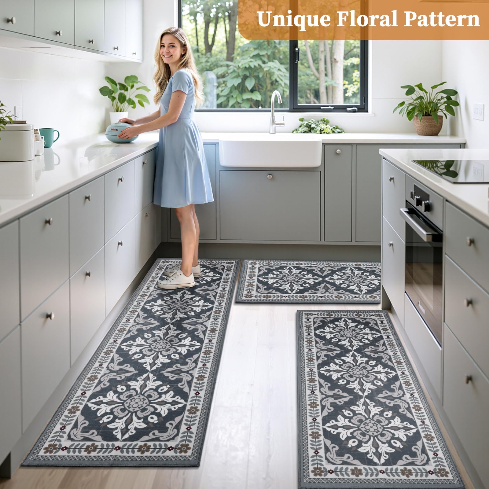 DailyCuddles alfombra cocina lavable a máquina, limpieza rápida para uso diario