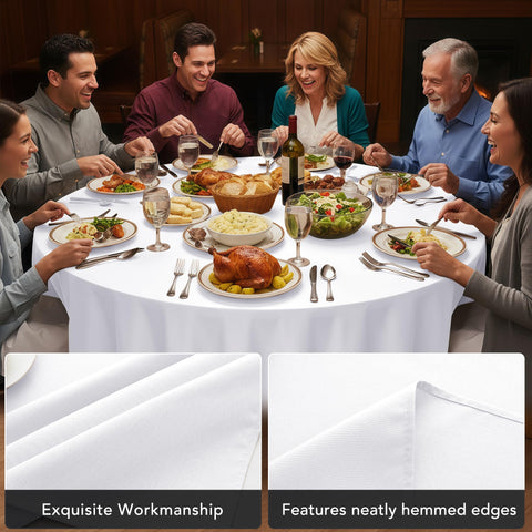 Dailyset mantel blanco elegante para mesas redondas de 4 pies.