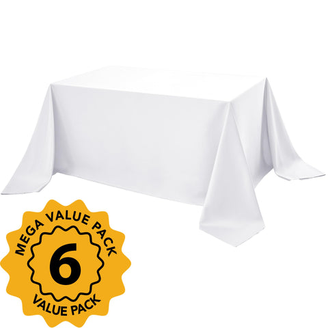 DailySet mantel blanco rectangular 90x132 resistente a manchas para bodas y banquetes.