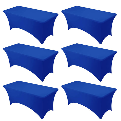 Mantel Dailyset azul real con ajuste seguro para mesa rectangular de 6 pies.