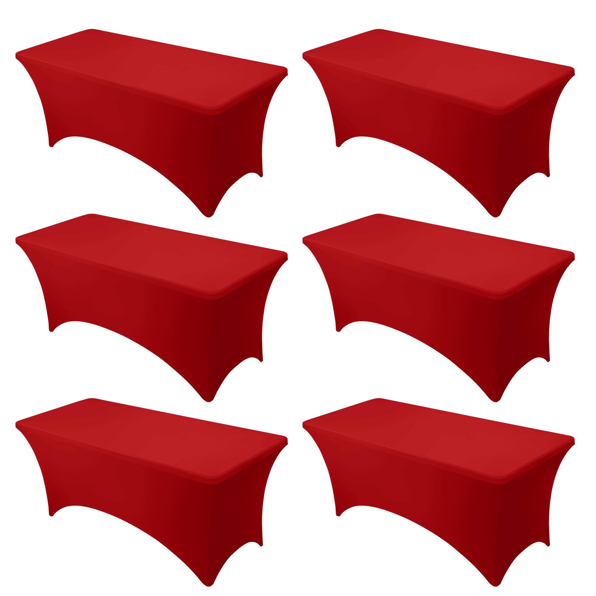 Mantel Dailyset rojo Spandex para mesa de 6ft con ajuste firme.