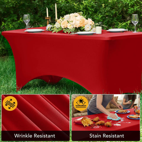 Mantel Dailyset rojo Spandex 6ft lavable para múltiples fiestas.