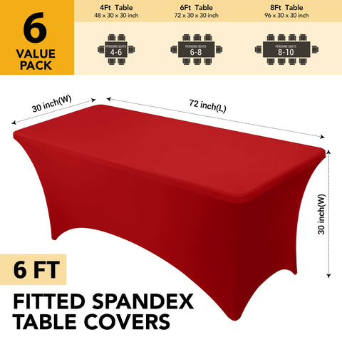 Mantel Dailyset rojo Spandex 6ft para ferias y exposiciones.