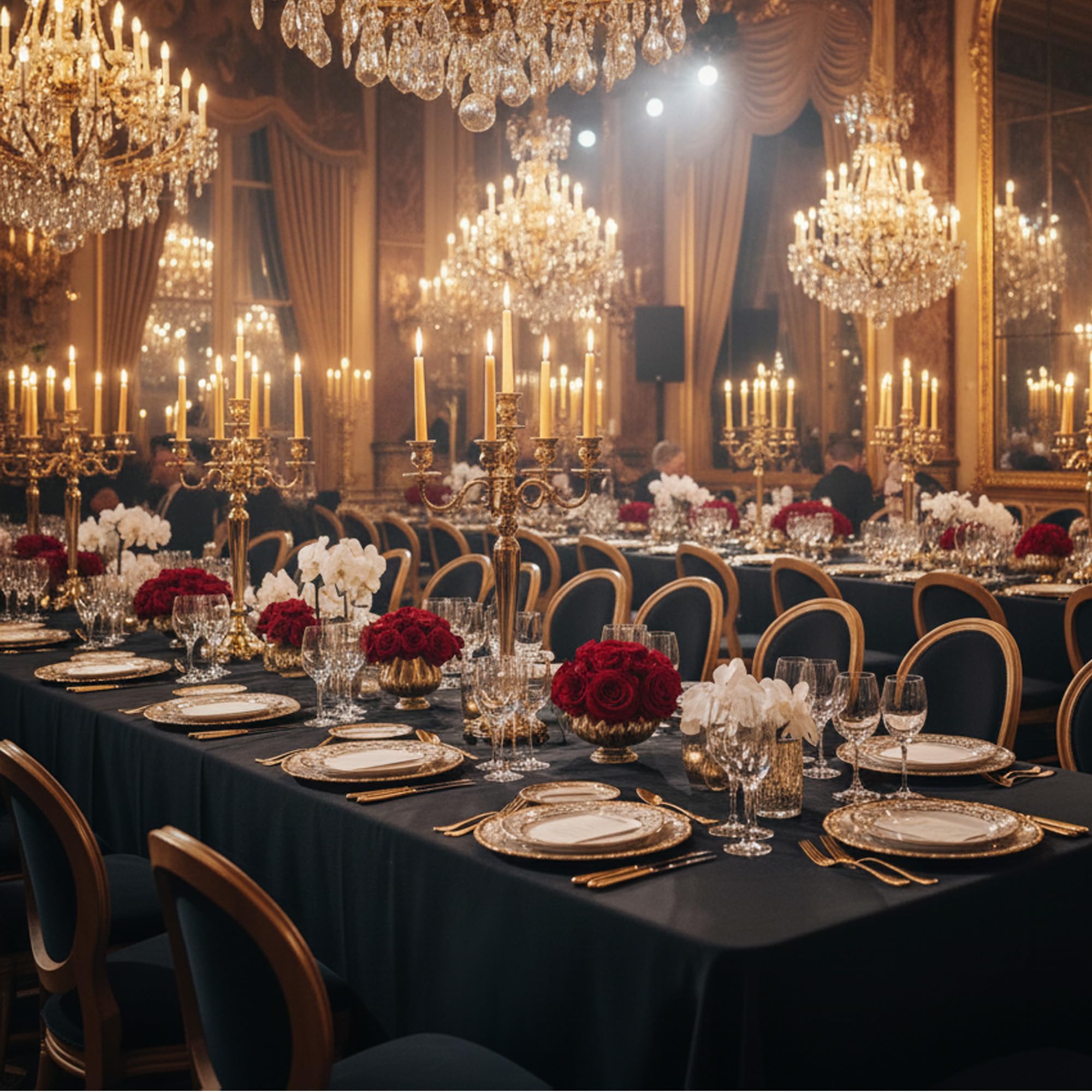 Dailyset mantel negro para bodas y banquetes, aspecto elegante