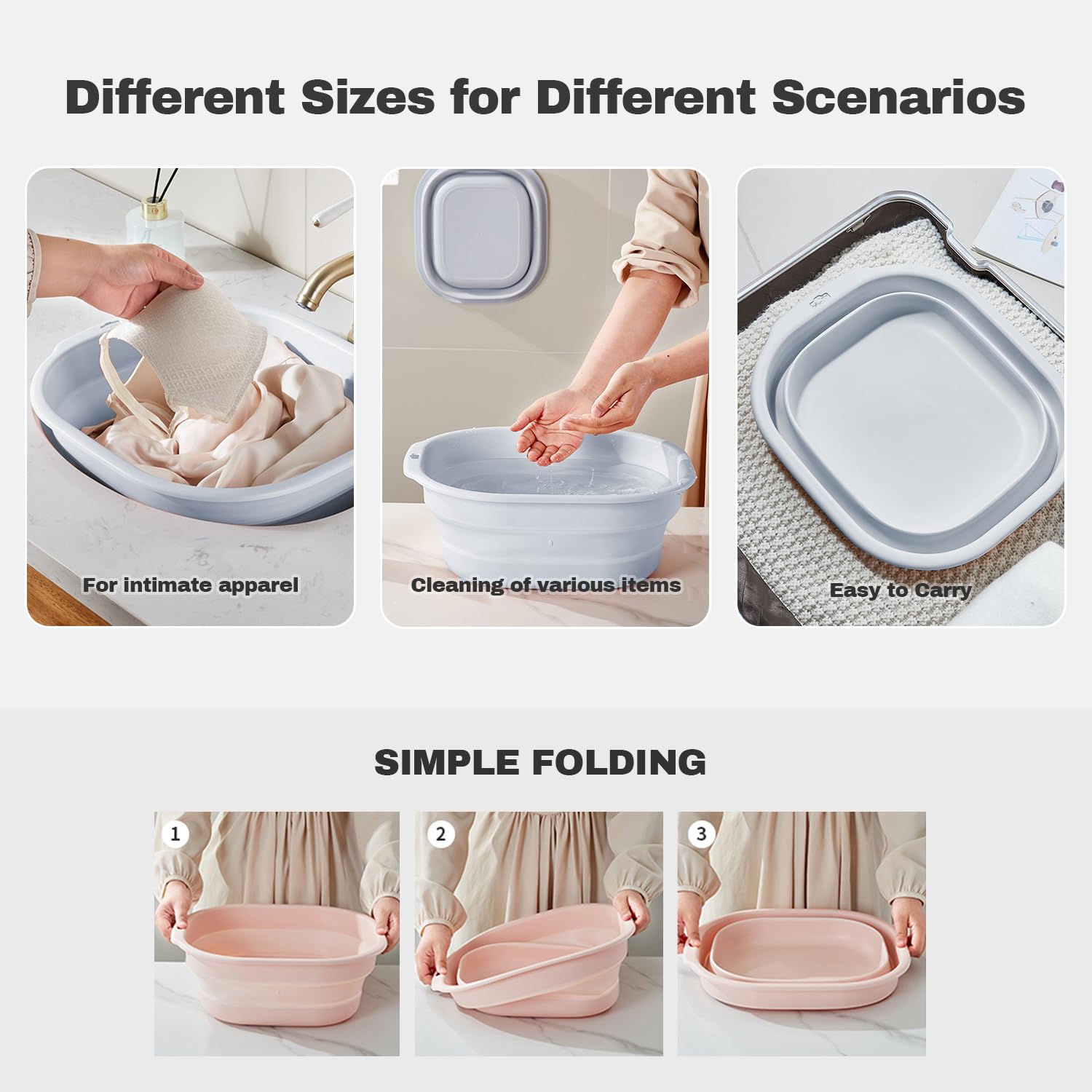 Daimix lavabo plegable con orificios para colgar, almacenamiento seguro.