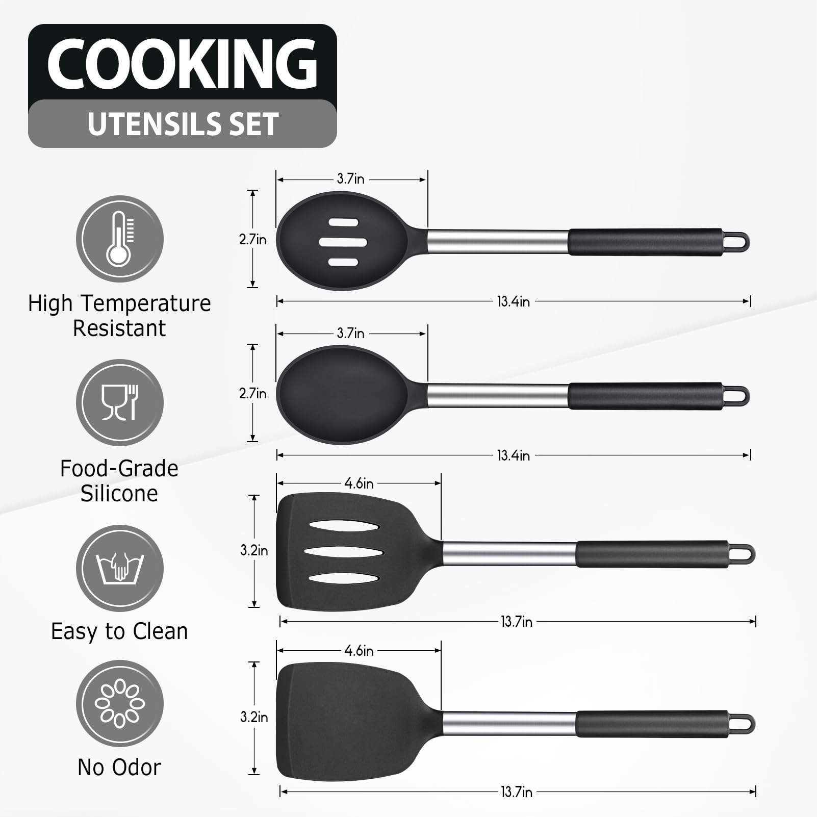 DaiRen Kitchen cucharas de silicona sin BPA para cocinar sin rayar ollas antiadherentes