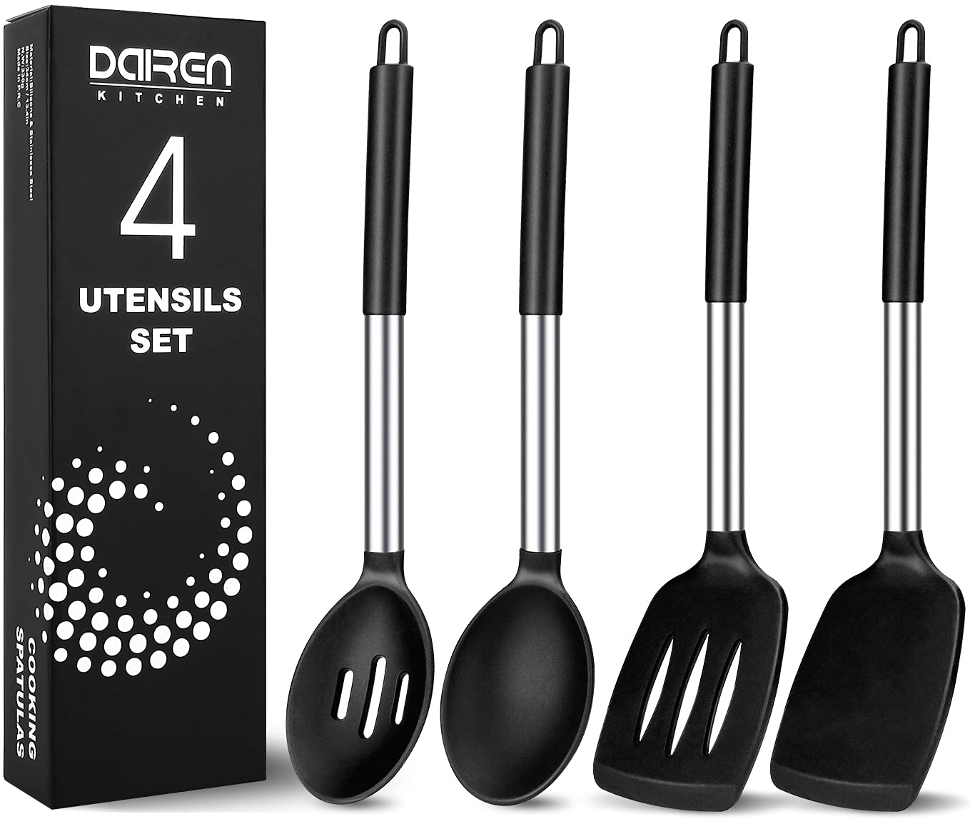 DaiRen Kitchen juego completo de cucharas y espátulas de silicona para cocinar sin rayar