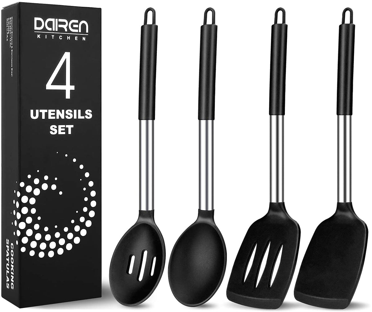 DaiRen Kitchen juego completo de cucharas y espátulas de silicona para cocinar sin rayar