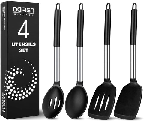 DaiRen Kitchen juego completo de cucharas y espátulas de silicona para cocinar sin rayar