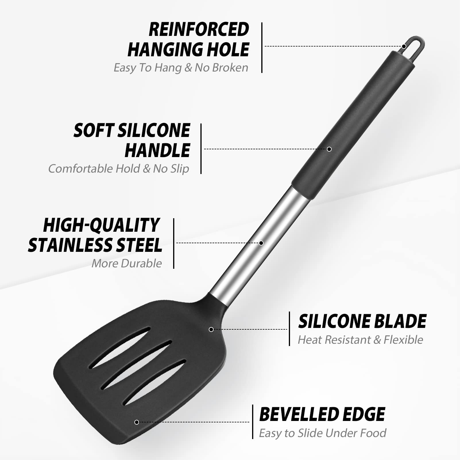 DaiRen Kitchen utensilios de silicona resistentes al calor hasta 230°C para saltear y hornear