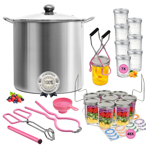 Daiphelim olla baño María 21.5qt con rejilla y tapa, ideal para conservas caseras.