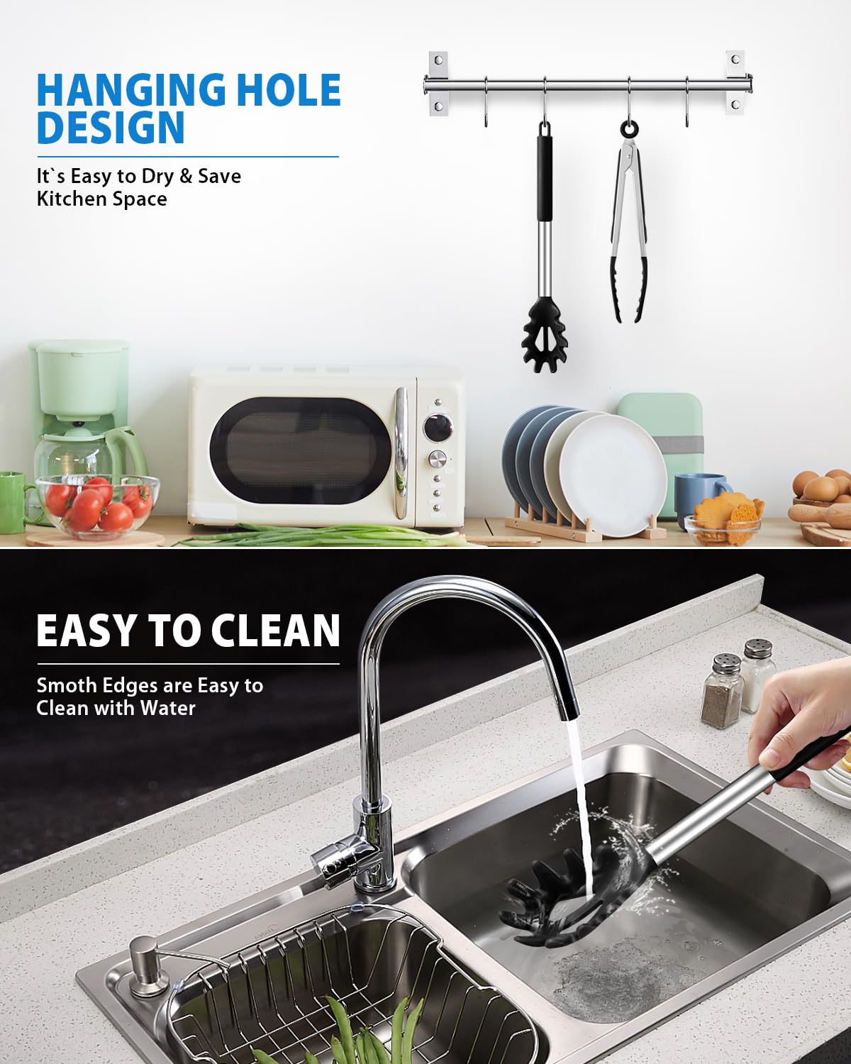 Agujero para colgar DaiRen Kitchen facilita almacenamiento y secado.