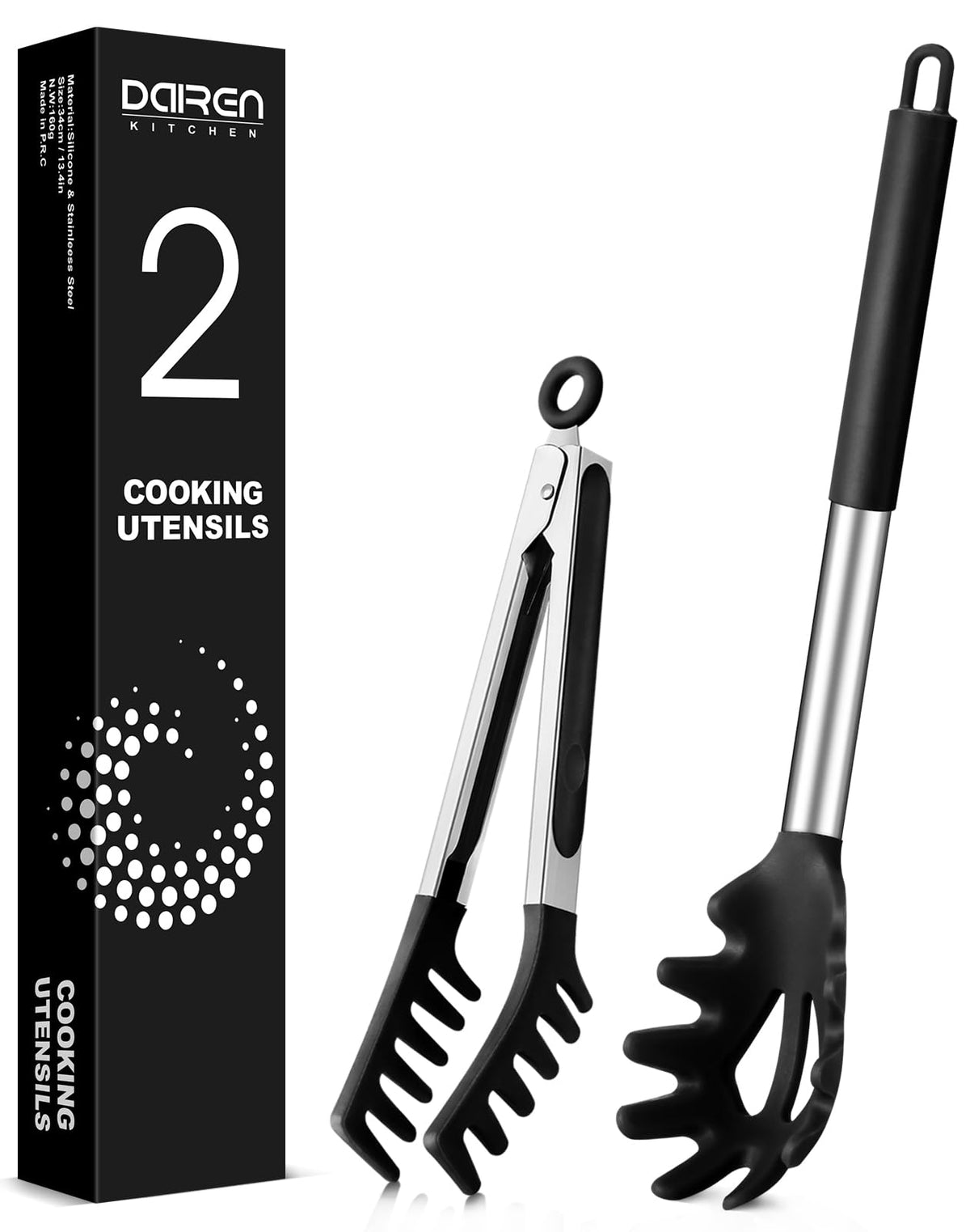 Cucharón DaiRen Kitchen para espagueti con dientes, facilita servir sin caídas.