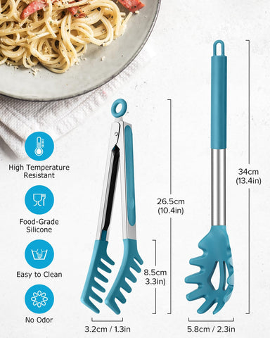 DaiRen Kitchen cuchara para pasta con dientes facilita recoger espagueti.