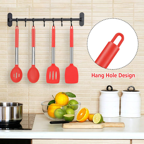 DaiRen Kitchen diseño ergonómico de utensilios de silicona rojos