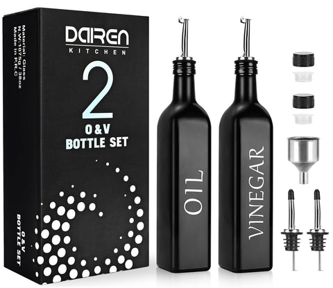 Dispensadores de aceite y vinagre DaiRen Kitchen con caddy para vertido limpio
