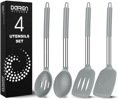 DaiRen Kitchen pack 4 espátulas y cucharas de silicona para cocinar sin rayar ollas.