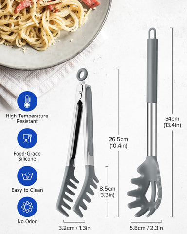 Tenedor espagueti con dientes y acero inoxidable DaiRen Kitchen para escurrir fácilmente.