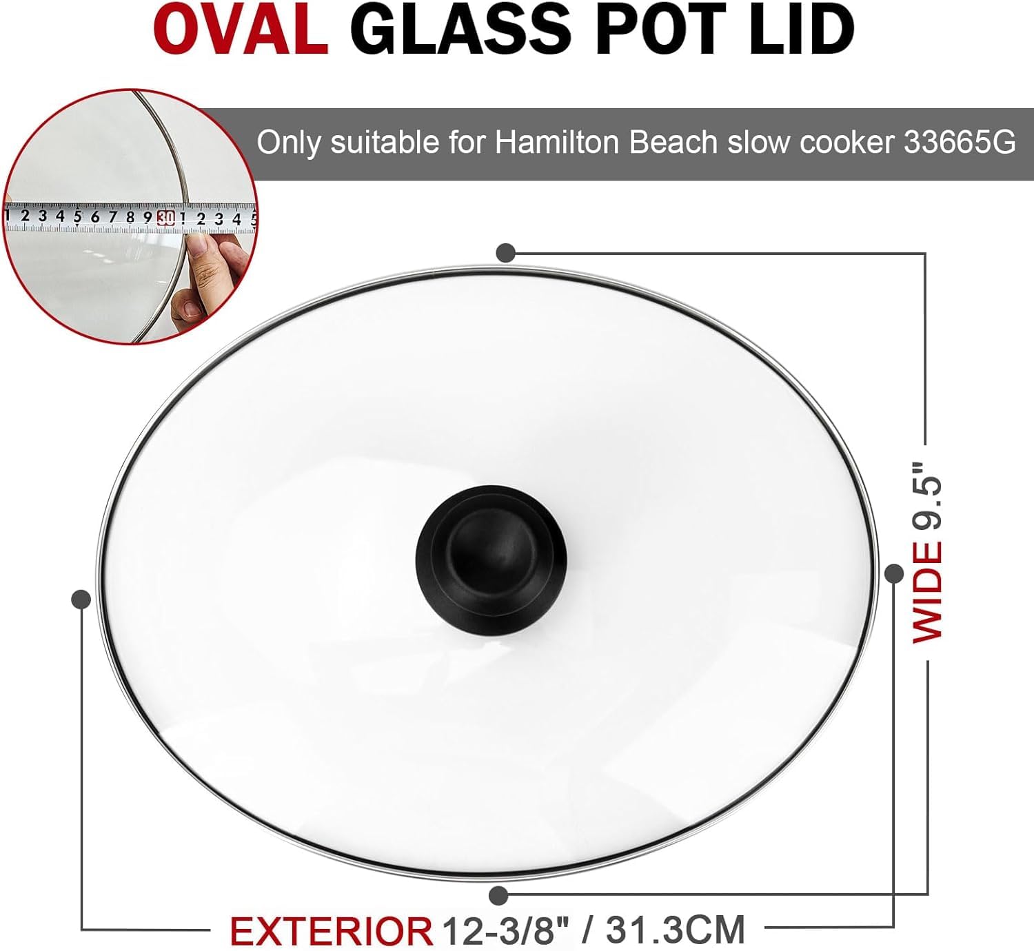 Tapa oval de vidrio Dairrr Fuuu con vista clara para vigilar la comida