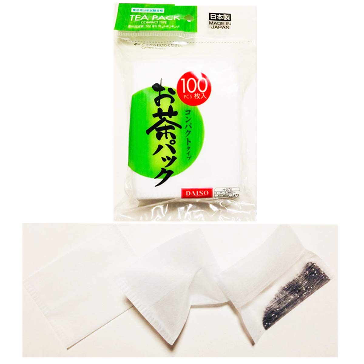 Bolsas filtro Daiso para té, llenado fácil, sin perder hojas.