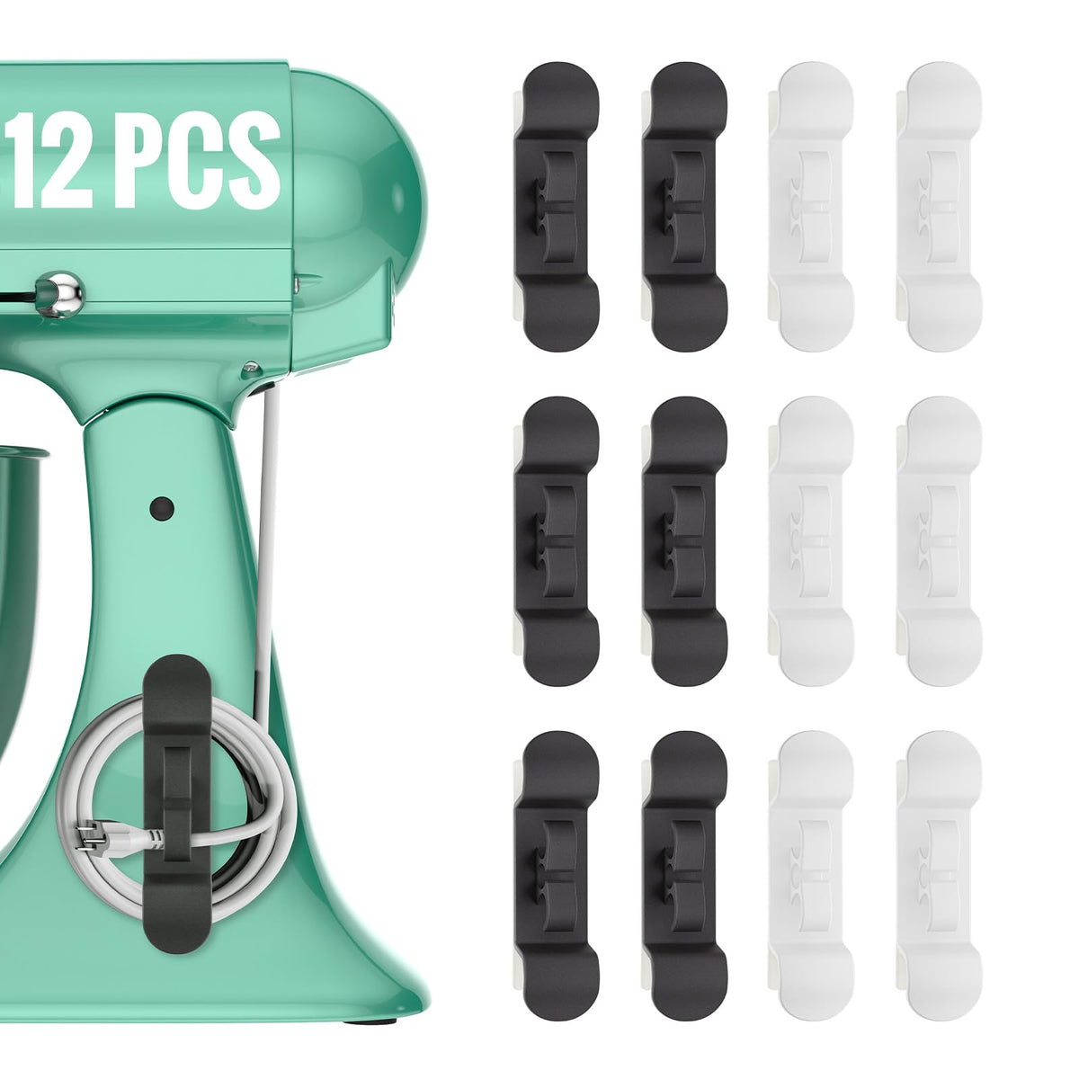 Organizador de cables Daisyhome en negro con adhesivo fuerte para electrodomésticos.