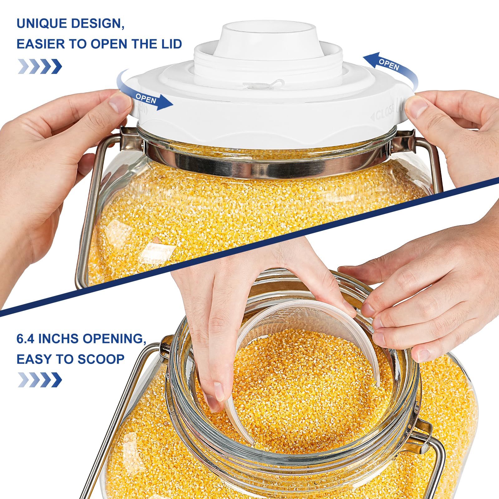 Apertura amplia facilita llenado y limpieza del frasco Daitouge