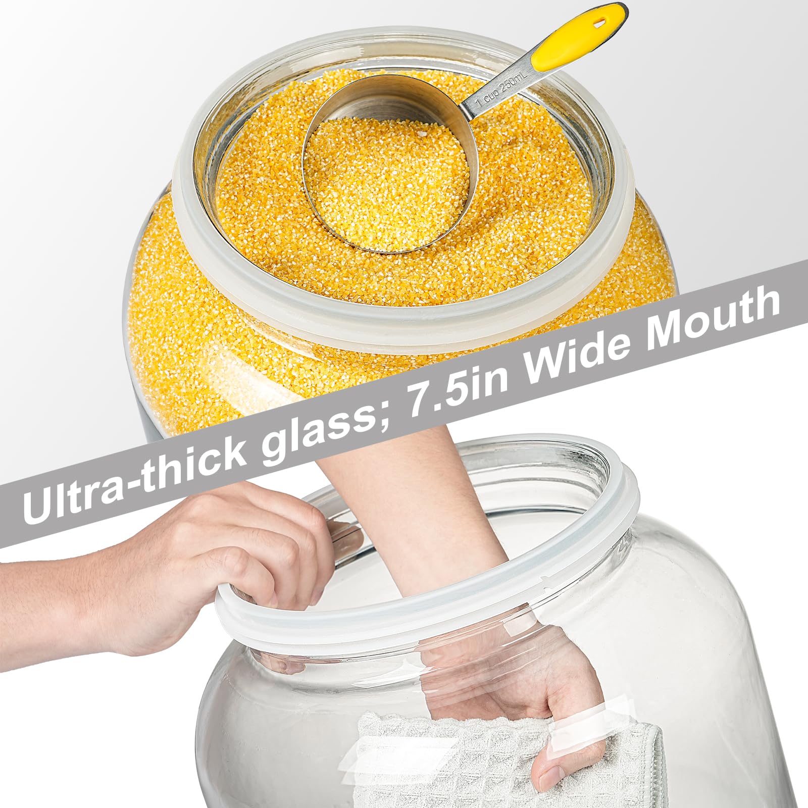 Lata de cristal Daitouge con tapa de acero inoxidable duradera.