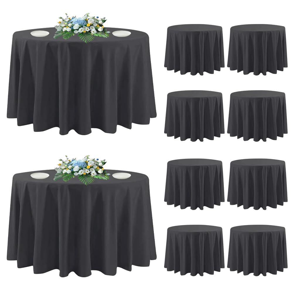 Mantel redondo negro de DAKKIONY, 120 pulgadas, protege y decora la mesa