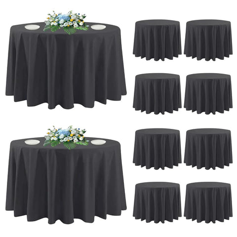 Mantel redondo negro de DAKKIONY, 120 pulgadas, protege y decora la mesa