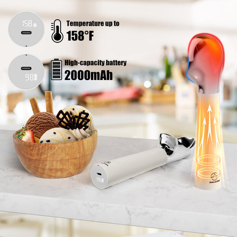 Dalicode Cuchara de helado con sensor de agarre activa el calentamiento