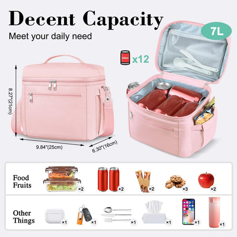 DALINDA bolsa mediana rosa, dimensiones compactas para llevar almuerzo y snacks