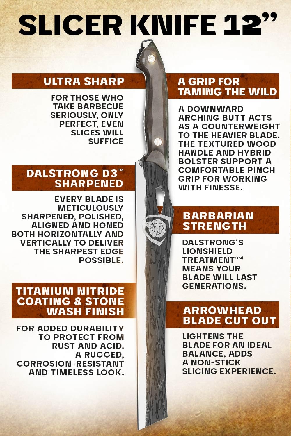 Dalstrong Barbarian con recubrimiento de titanio para mayor durabilidad