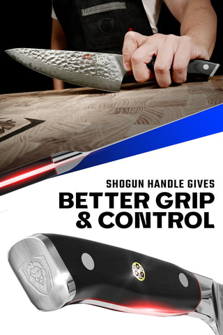 Cuchillo chef Dalstrong con mango G10 negro y manejo ergonómico