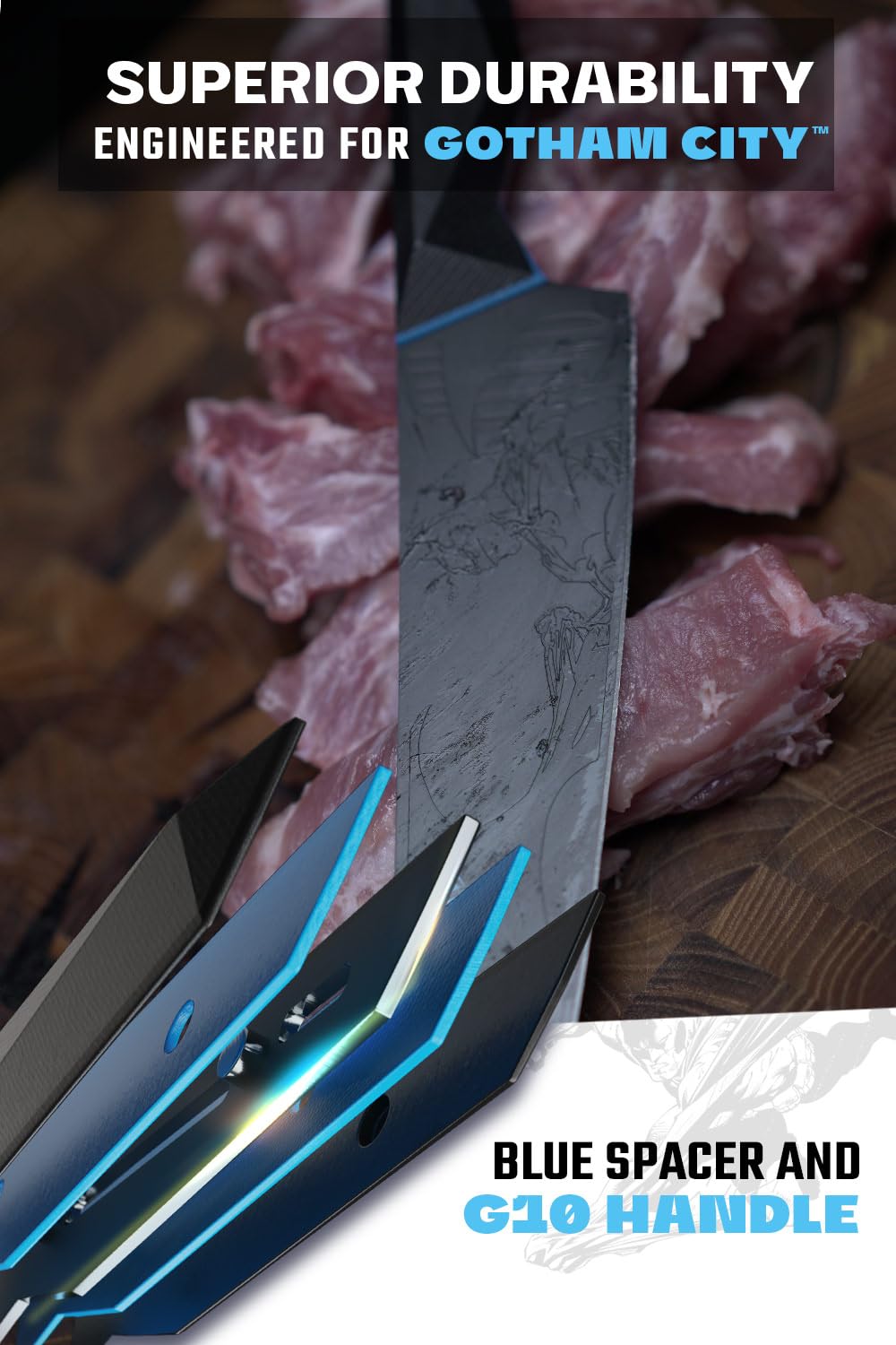 Detalle D3: filo duradero y afilado sostenido de Dalstrong.