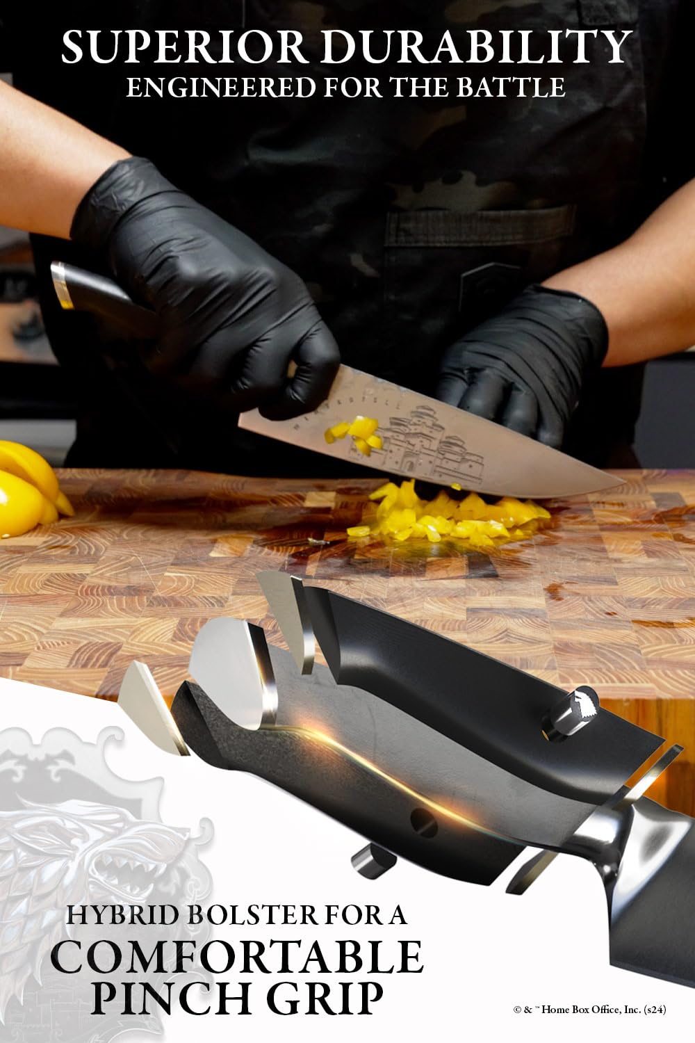 Dalstrong cuchillo chef 8 pulgadas funda cuero para almacenamiento seguro.