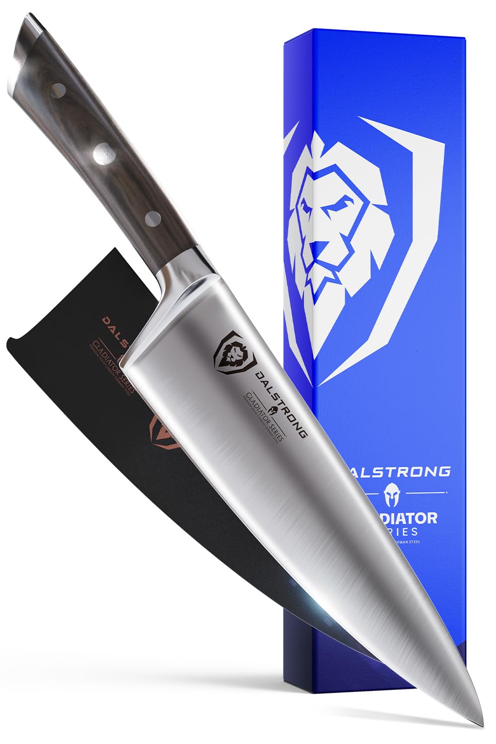 Dalstrong Gladiator cuchillo chef 8 pulgadas con hoja afilada para cortes precisos.