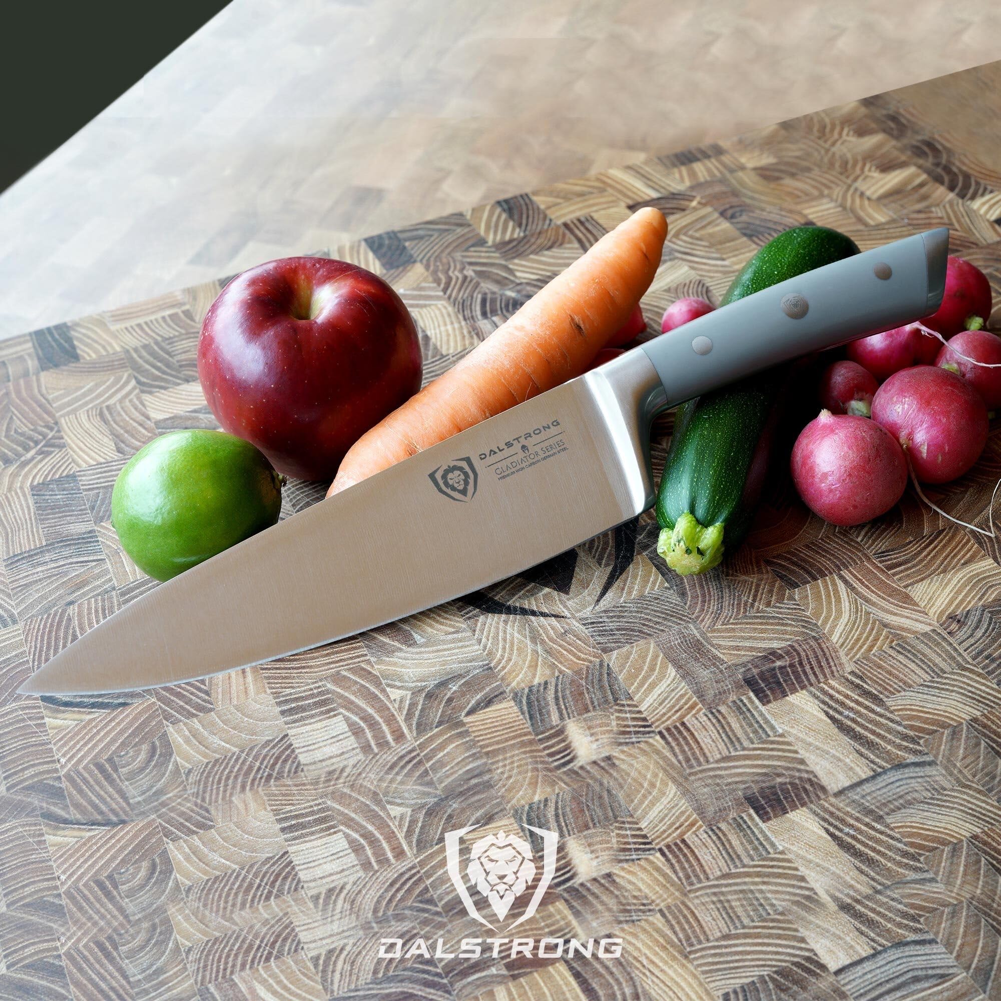 Dalstrong cuchillo chef 8 pulgadas Gladiator, corte diario versátil para la cocina.
