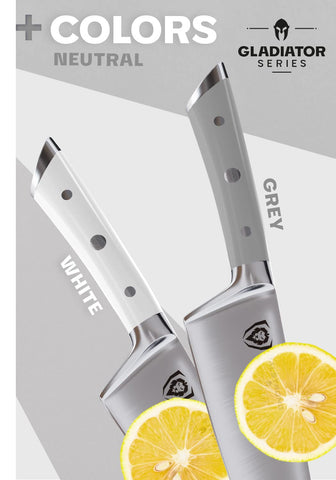 Dalstrong cuchillo chef 8 pulgadas Gladiator, diseño ergonómico para uso prolongado.