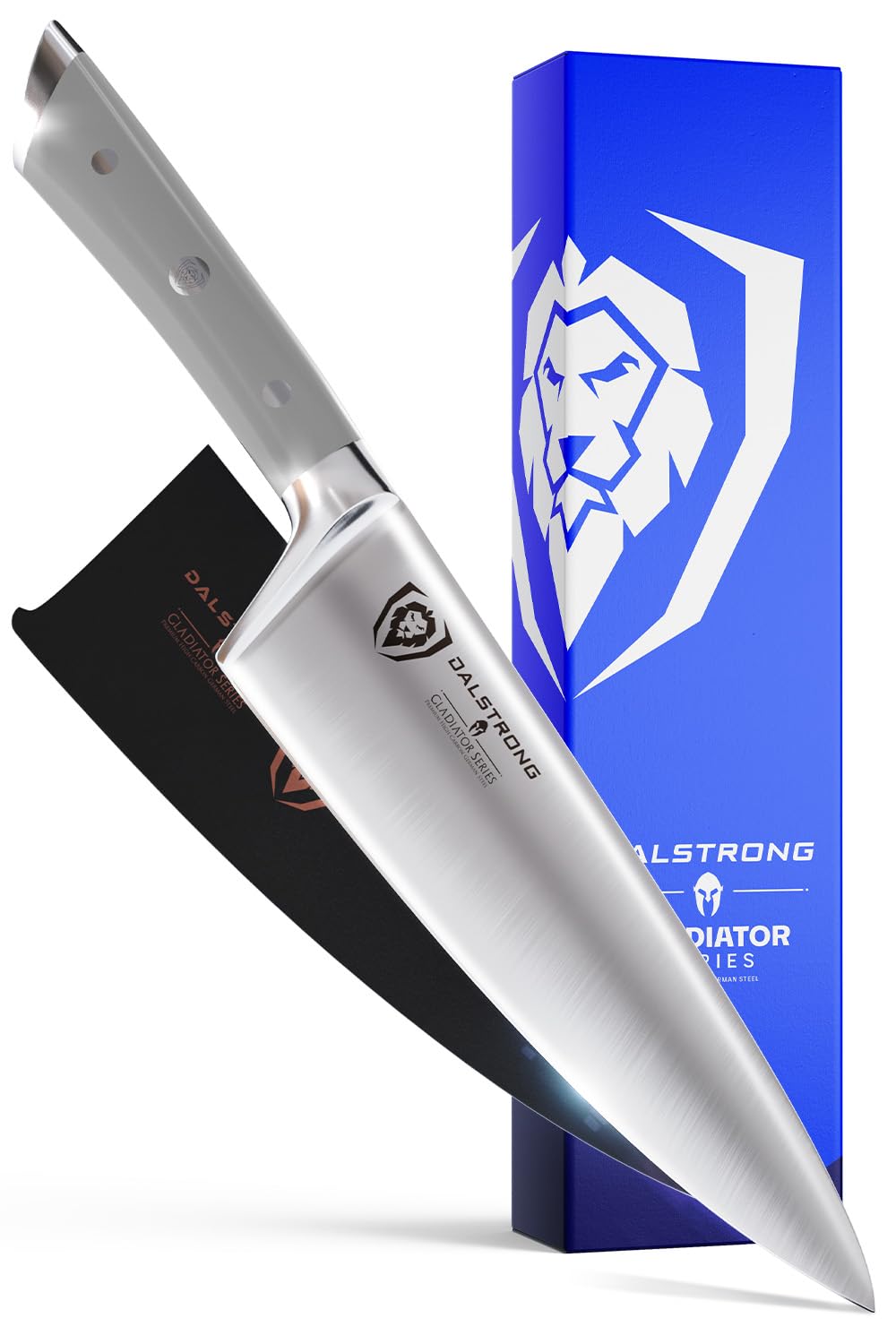 Dalstrong cuchillo chef 8 pulgadas Gladiator, hoja forjada para cortes precisos y uniformes.